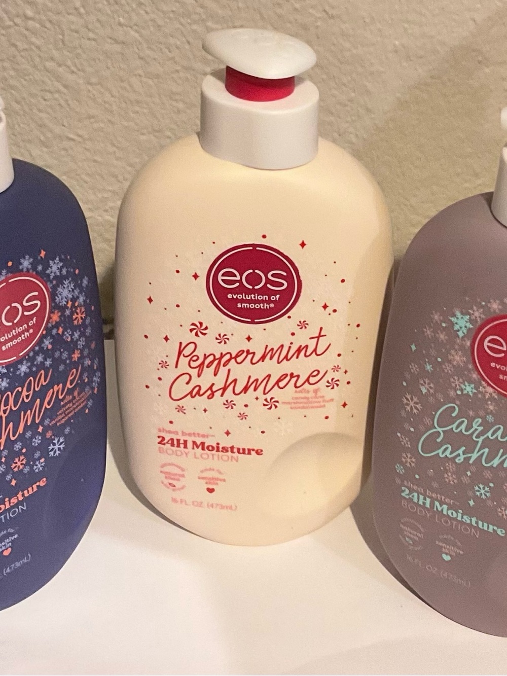 eos Peppermint Cashmere, Cocoa Cashmere, Caramel Cashmere Lotion - Cream Set